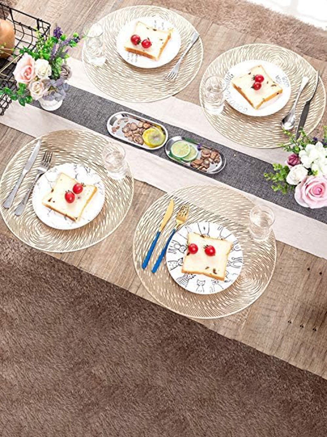

royalkart Set of 6 Table Placemats, Gold