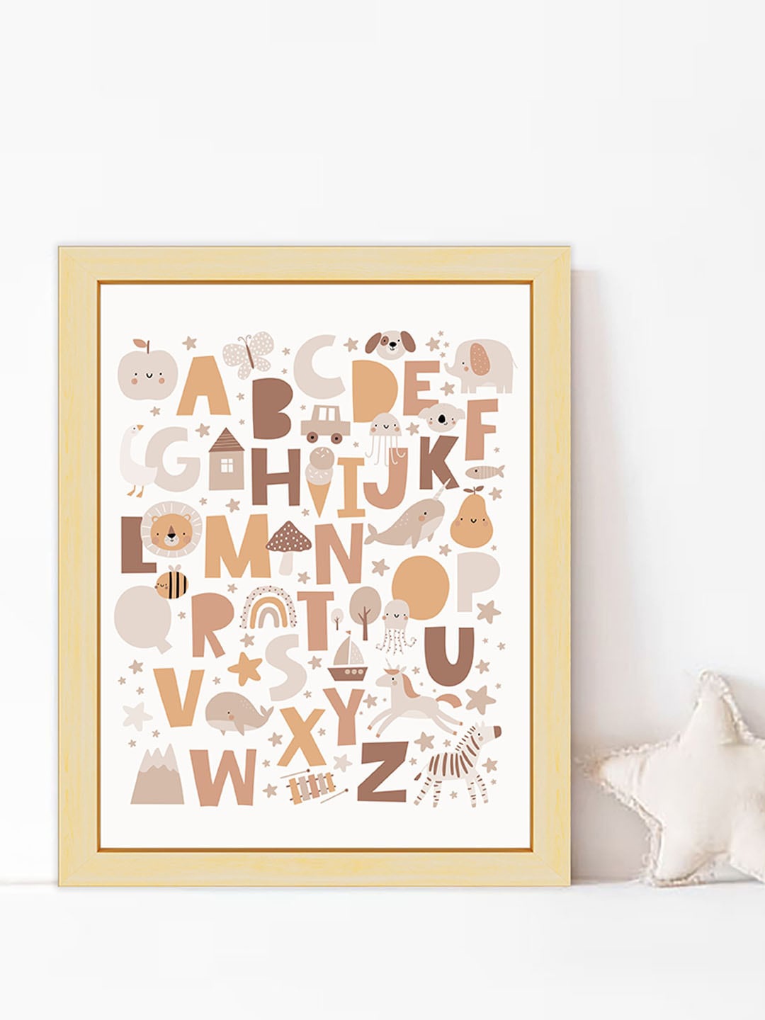 

Art Street Kids Beige ABC Alphabet With Animals Print Wall Art