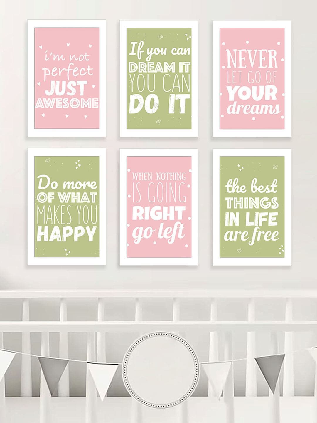 

Art Street Kids White & Green 6 Pieces Quotes Printed Wall Paintings