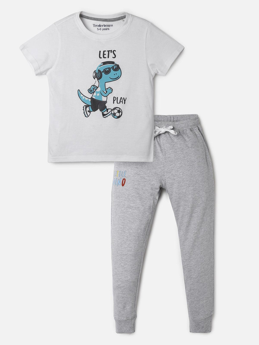 

UrbanMark Boys Graphic Printed Pure Cotton T-shirt with Trousers, White