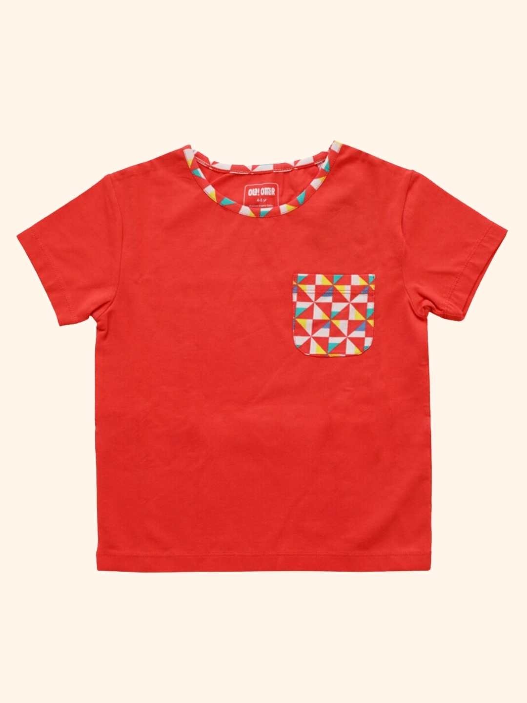 

Ola! Otter Boys Pocket Detailing Organic Cotton T-shirt, Red
