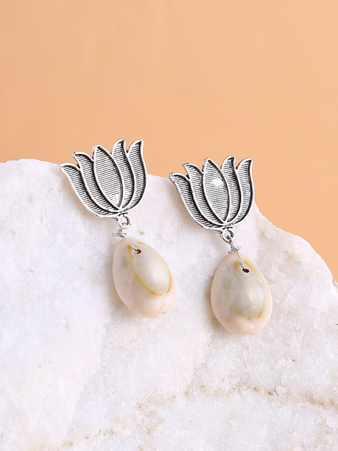

Shoshaa Silver-Plated Peacock Shaped Drop Earrings
