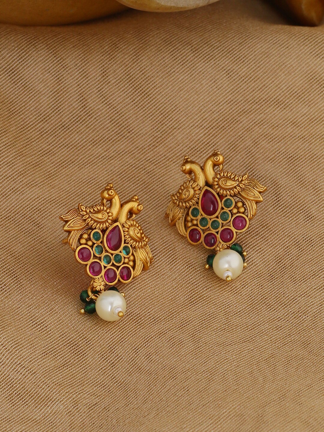 

Shoshaa Gold Plated Peacock Shaped Drop Earrings