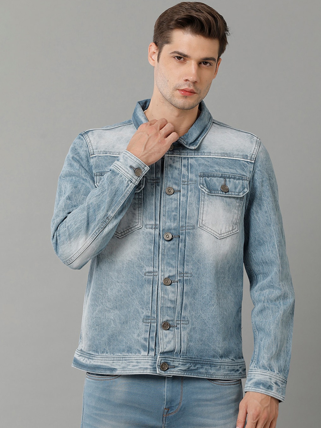 

Voi Jeans Washed Lightweight Cotton Denim Jacket, Blue
