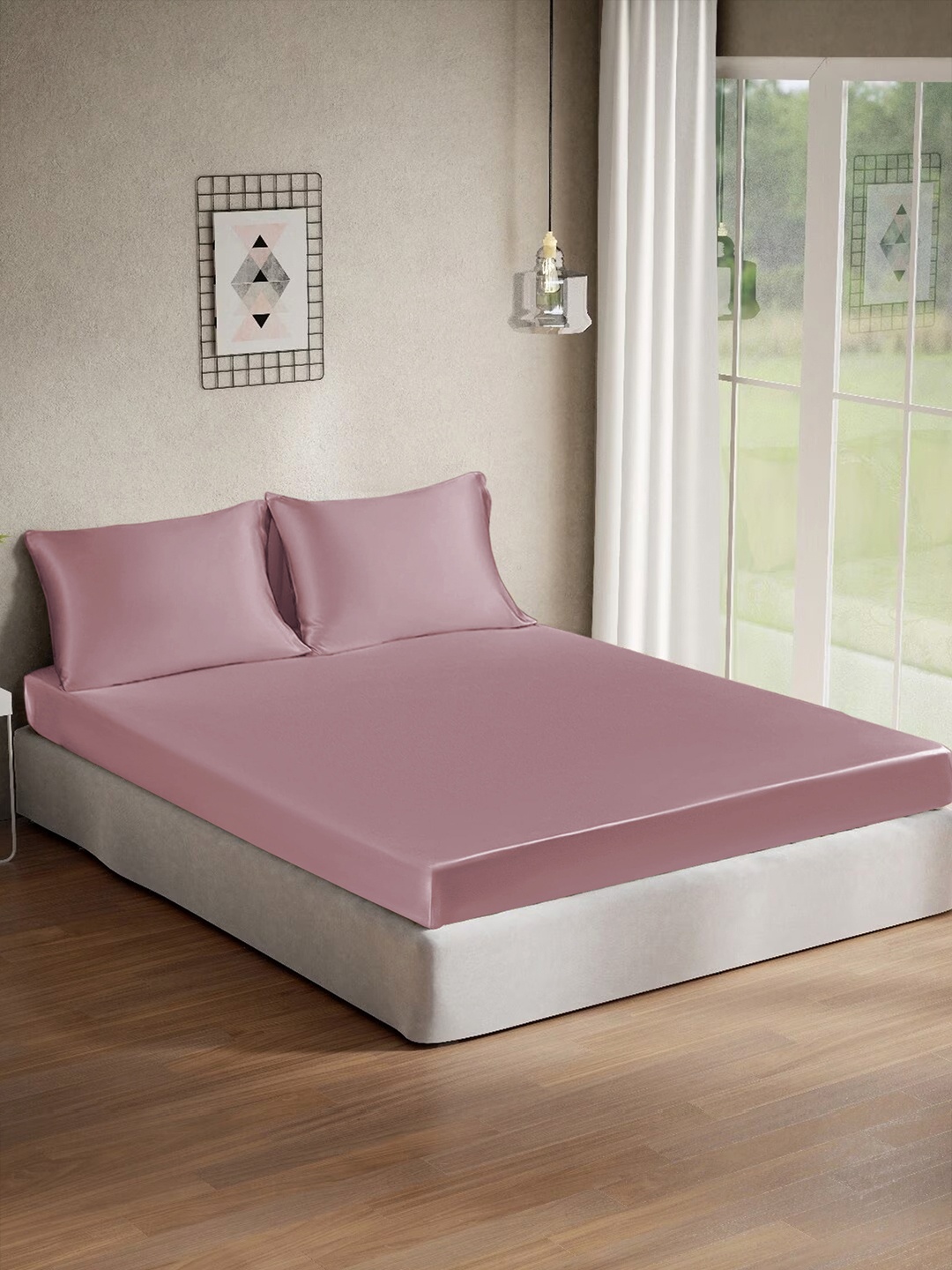 

Cloth Fusion Rose Gold 120 TC King Bedsheet with 2 Pillow Covers