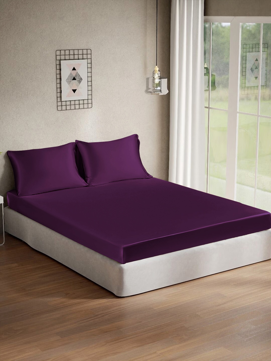 

Cloth Fusion Purple 120 TC King Bedsheet with 2 Pillow Covers