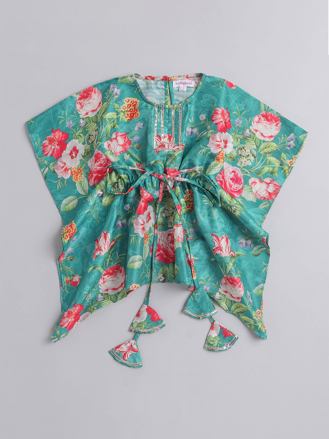 

taffykids Floral Printed Kimono Sleeve Kaftan Top, Green