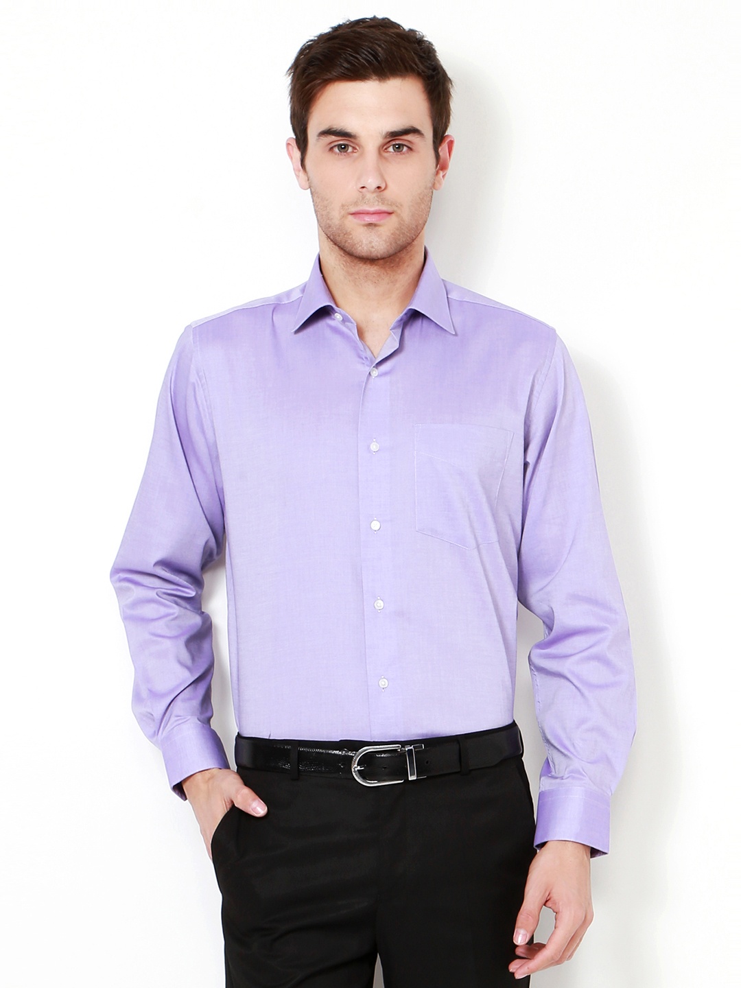 

Van Heusen Men Lavender Comfort Regular Fit Solid Formal Shirt