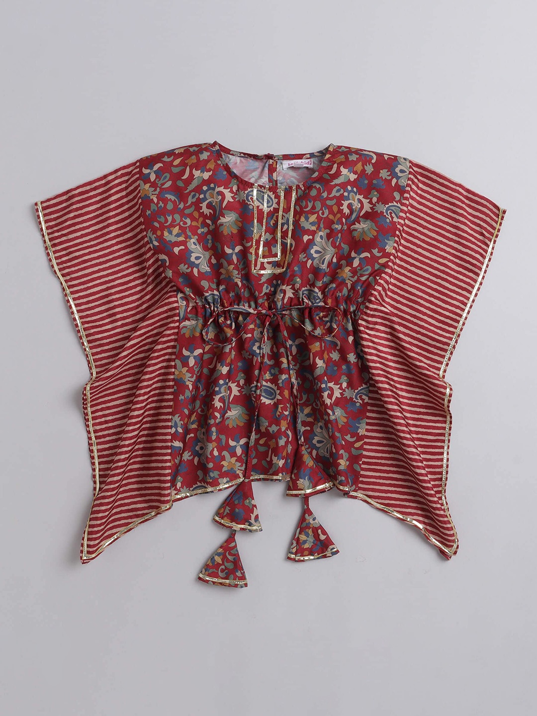 

taffykids Floral Printed Kimono Sleeve Kaftan Top, Maroon