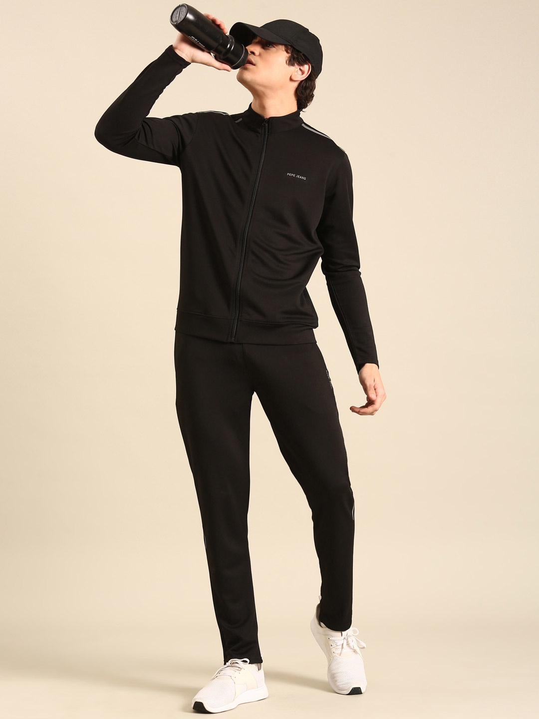 

Pepe Jeans Men Mock Collar Athleisure Tracksuits, Black