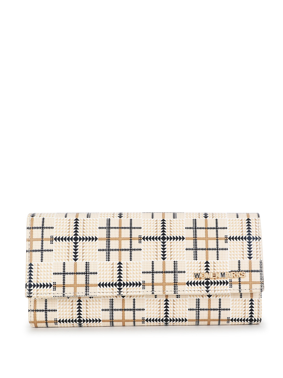 

WOMEN MARKS Geometric Printed Purse Clutch, Cream