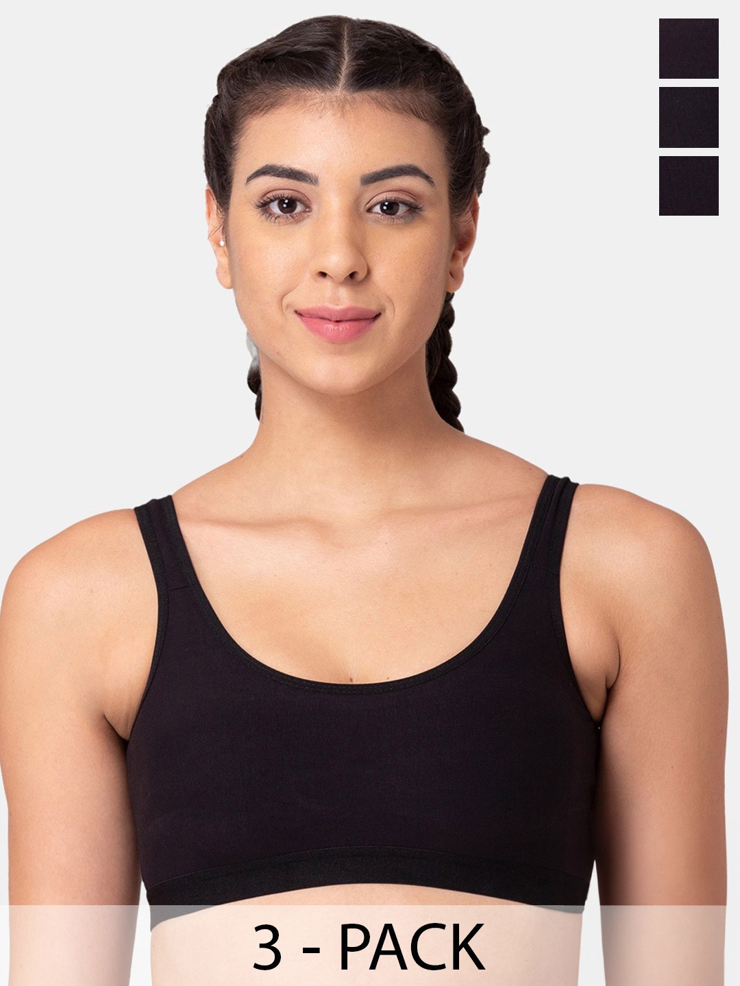 

Tweens Pack Of 3 Full Coverage Sports Bra With All Day Comfort, Black