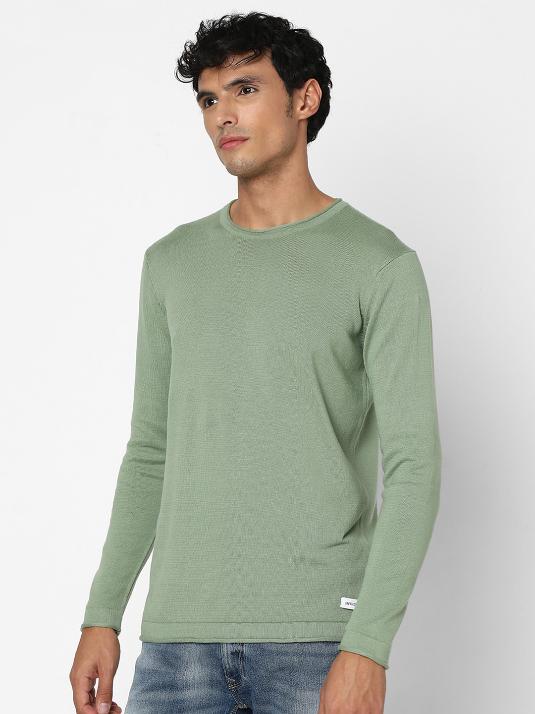 

SPYKAR Round Neck Cotton Pullover, Green