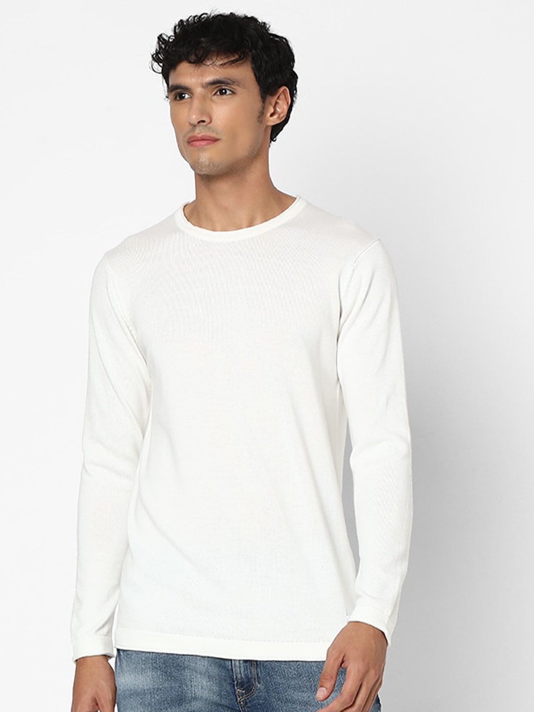 

SPYKAR Round Neck Cotton Pullover, White