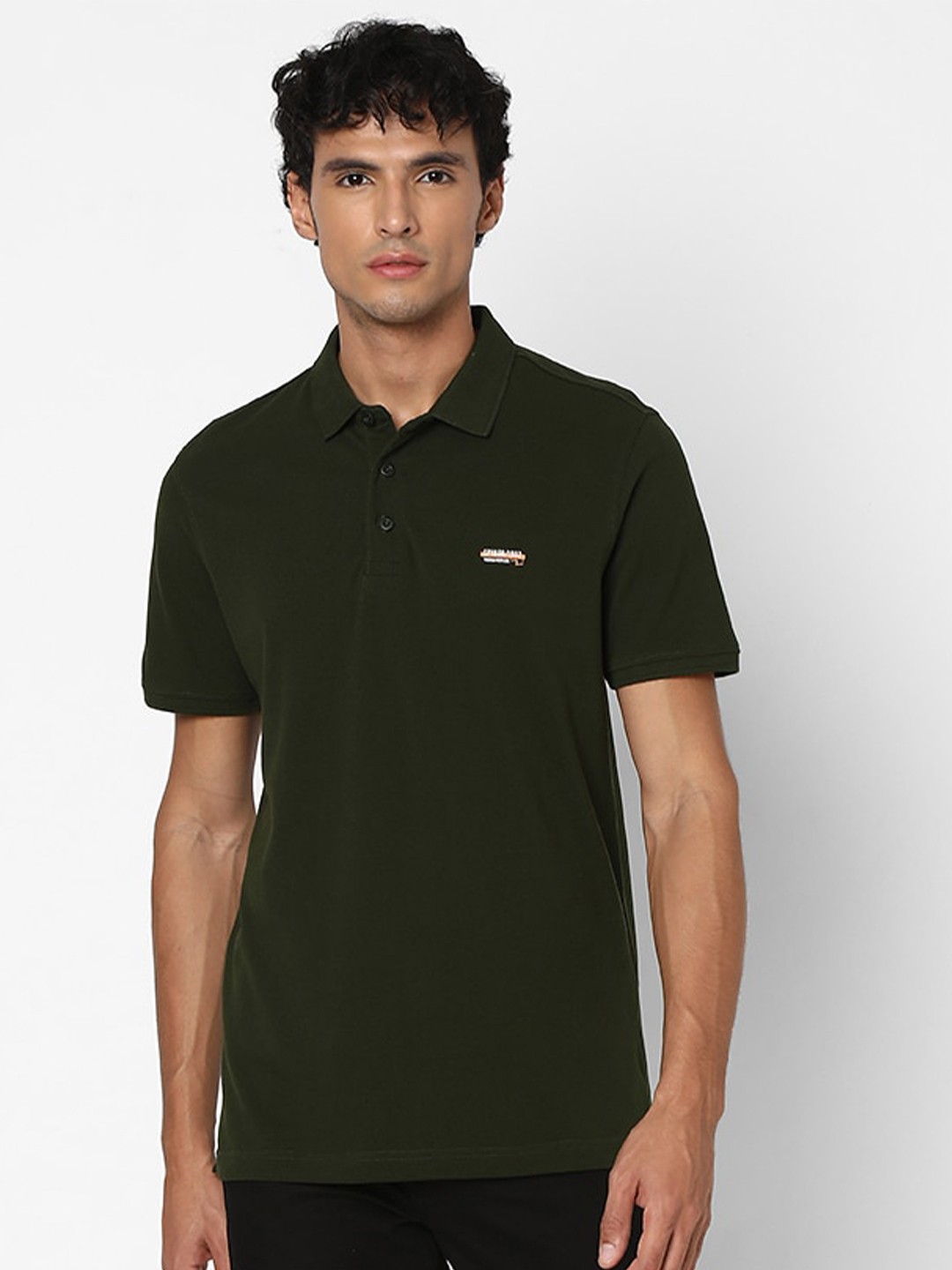 

SPYKAR Regular Fit Polo Collar Short Sleeve Cotton T-shirt, Green