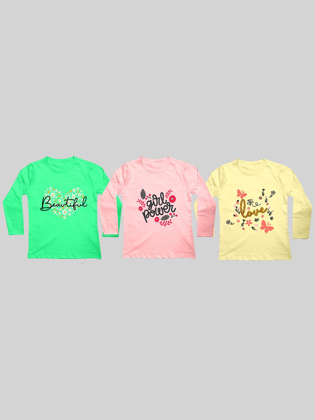 

Mojua Kids Pack Of 3 Printed Bio Finish Cotton T-shirt, Pink
