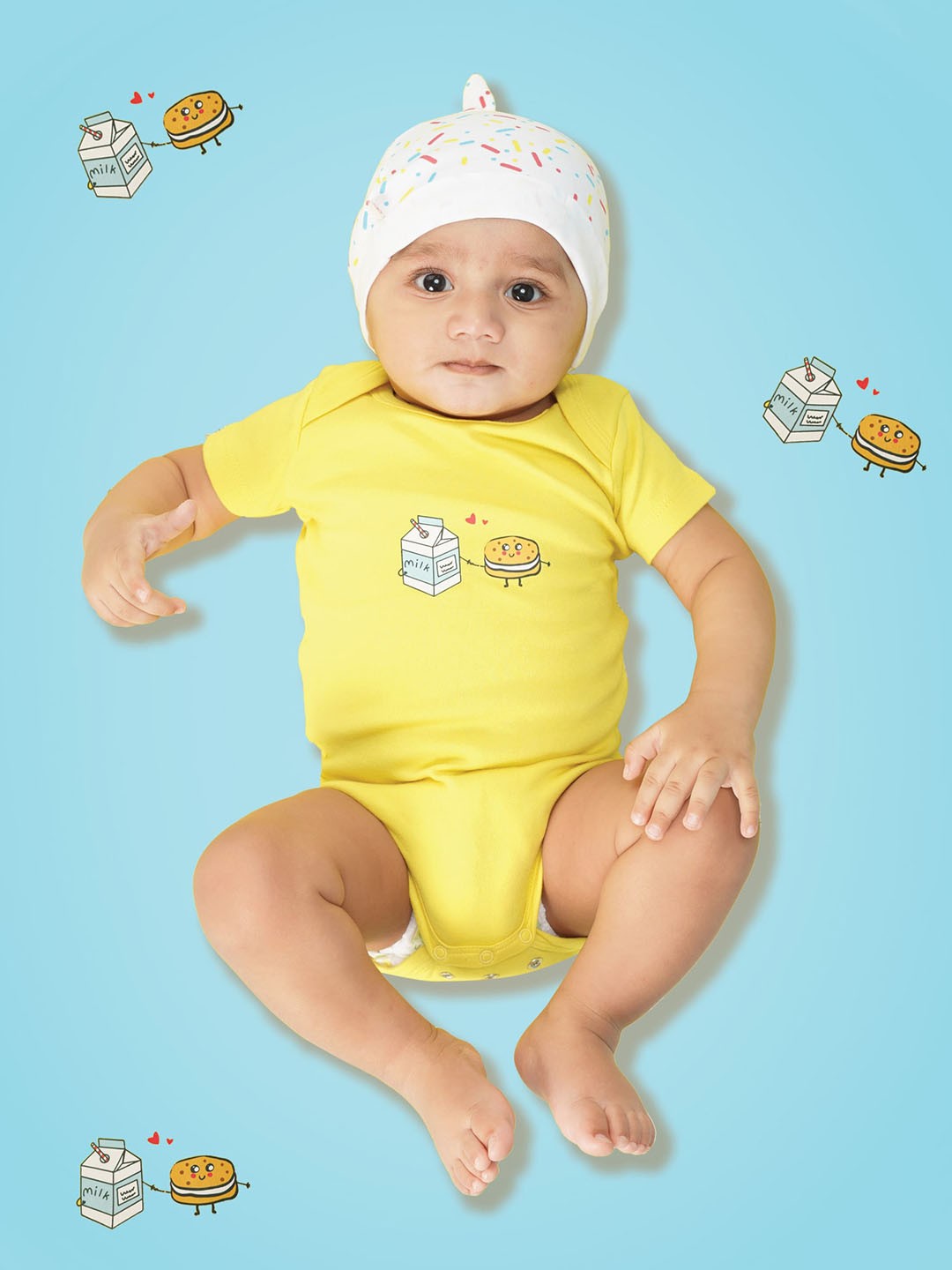

GREENDIGO Kids Environmentally Friendly Graphic Printed Organic Cotton Bodysuit, Yellow