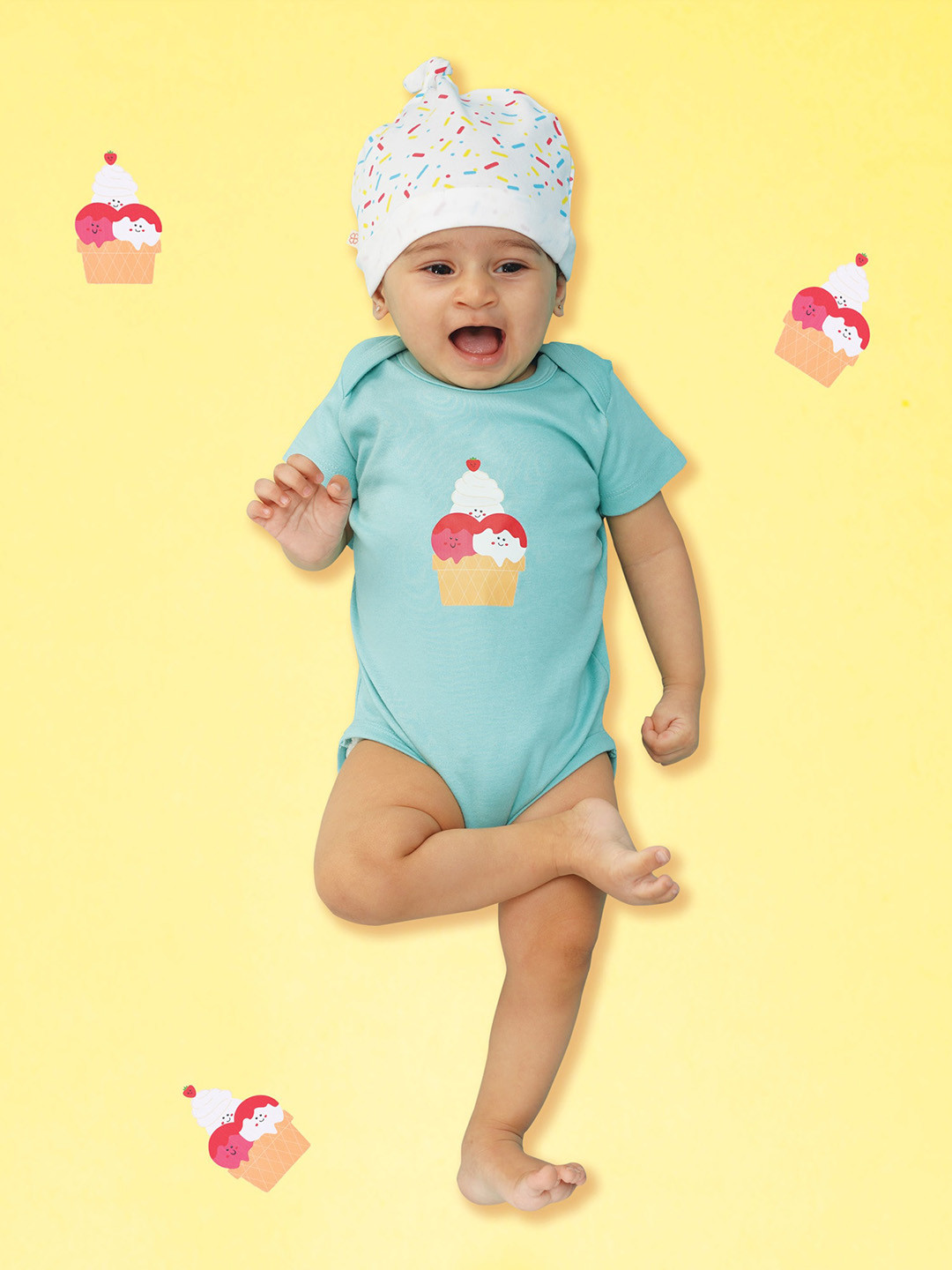 

GREENDIGO Kids Graphic Printed Organic Cotton Bodysuit, Green