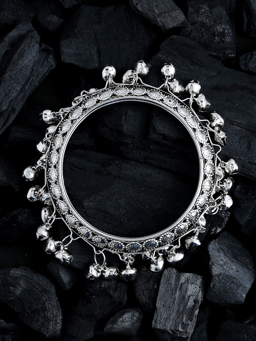 

Shoshaa Set Of 2 Silver-Plated Beaded Bangles