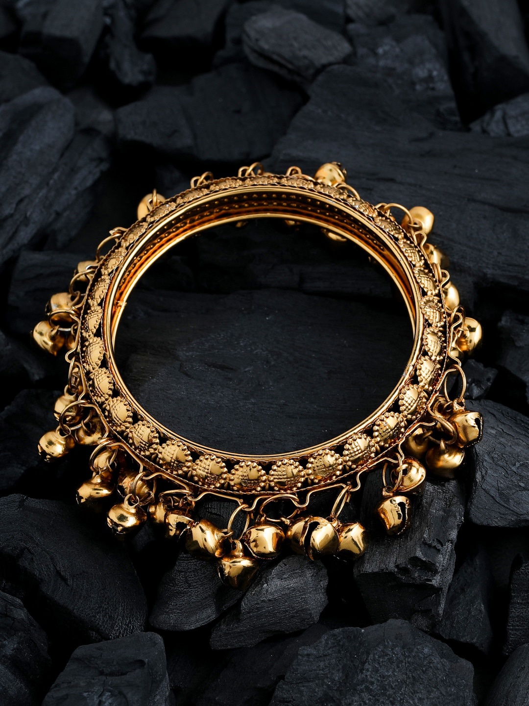 

Shoshaa Set Of 2 Gold-Plated Ghungru-Beaded Bangles