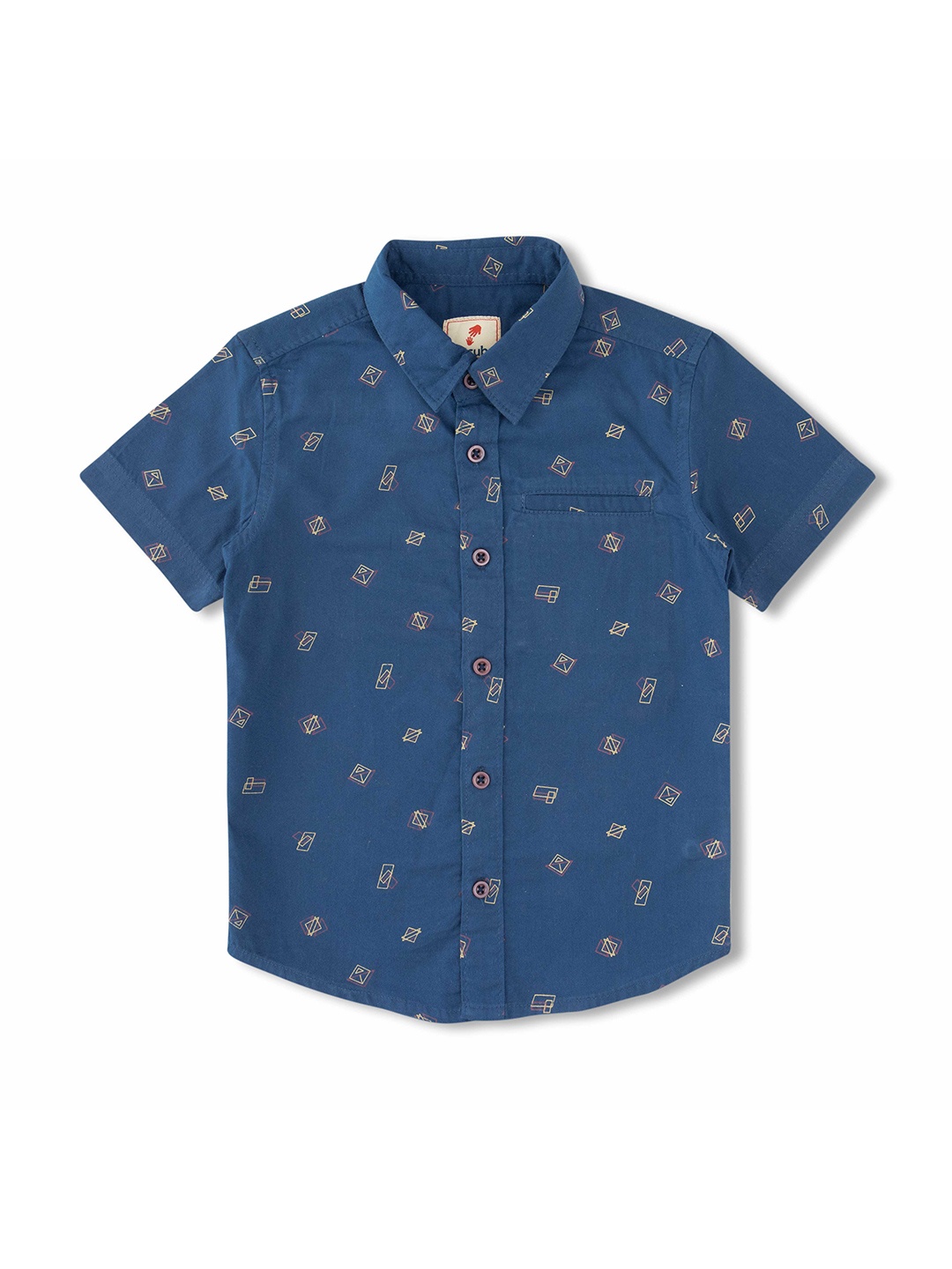 

JusCubs Boys Premium Geometric Printed Casual Shirt, Navy blue