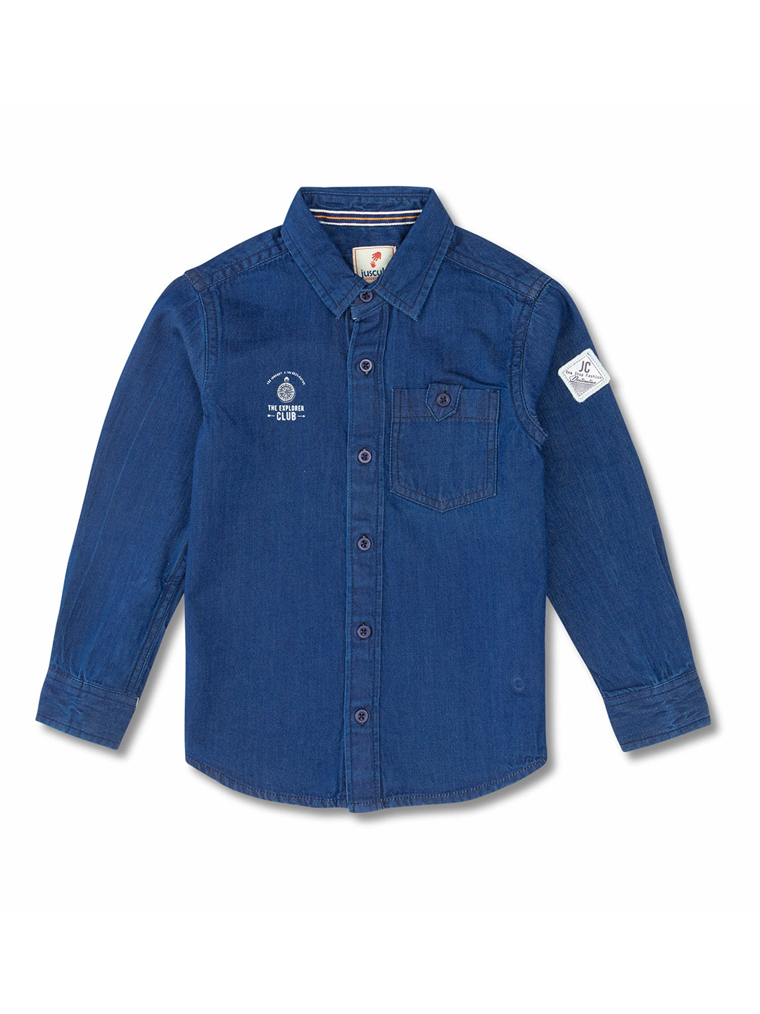 

JusCubs Boys Premium Spread Collar Denim Casual Shirt, Navy blue
