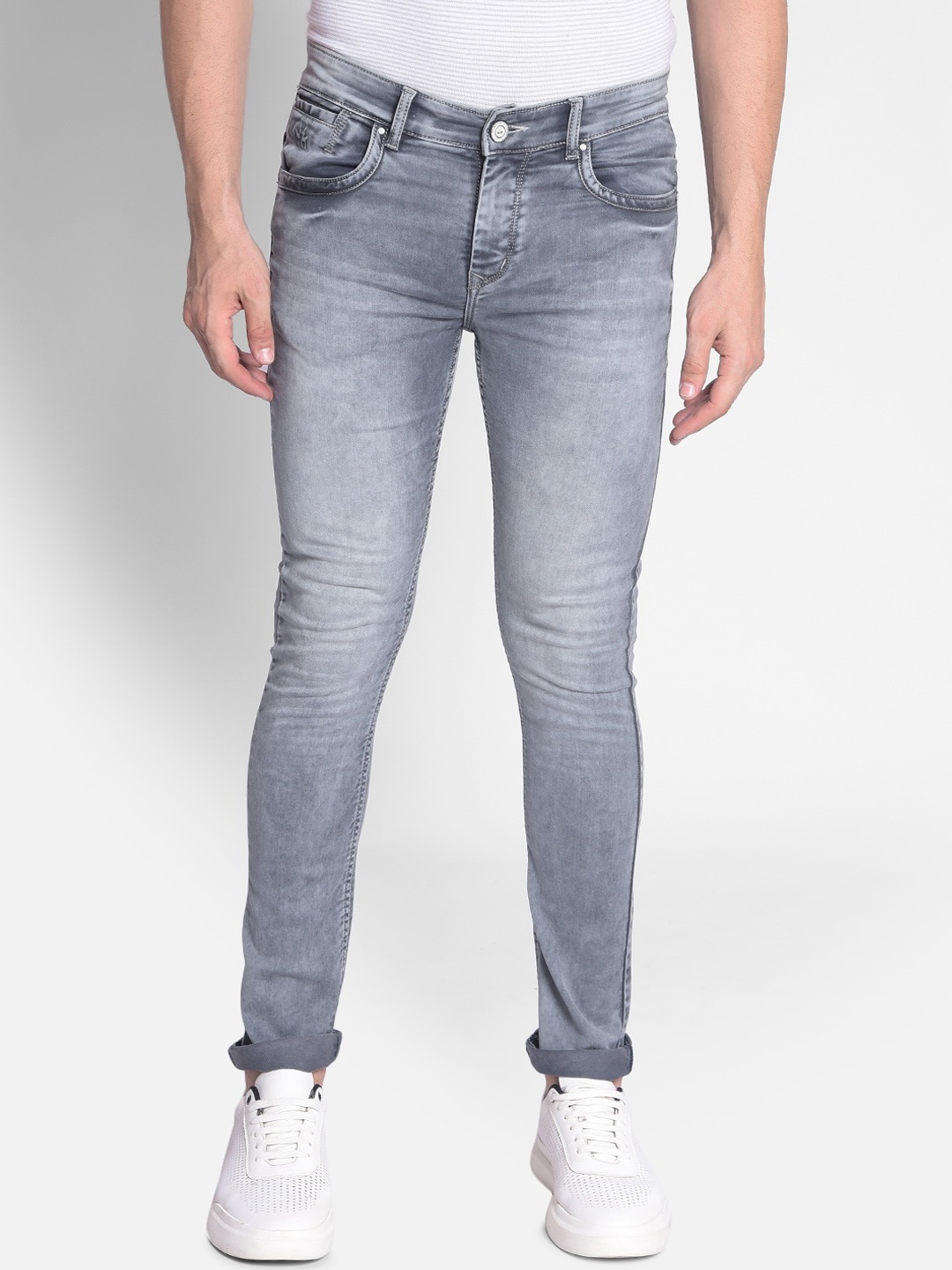 

Crimsoune Club Men Slim Fit Heavy Fade Stretchable Jeans, Grey