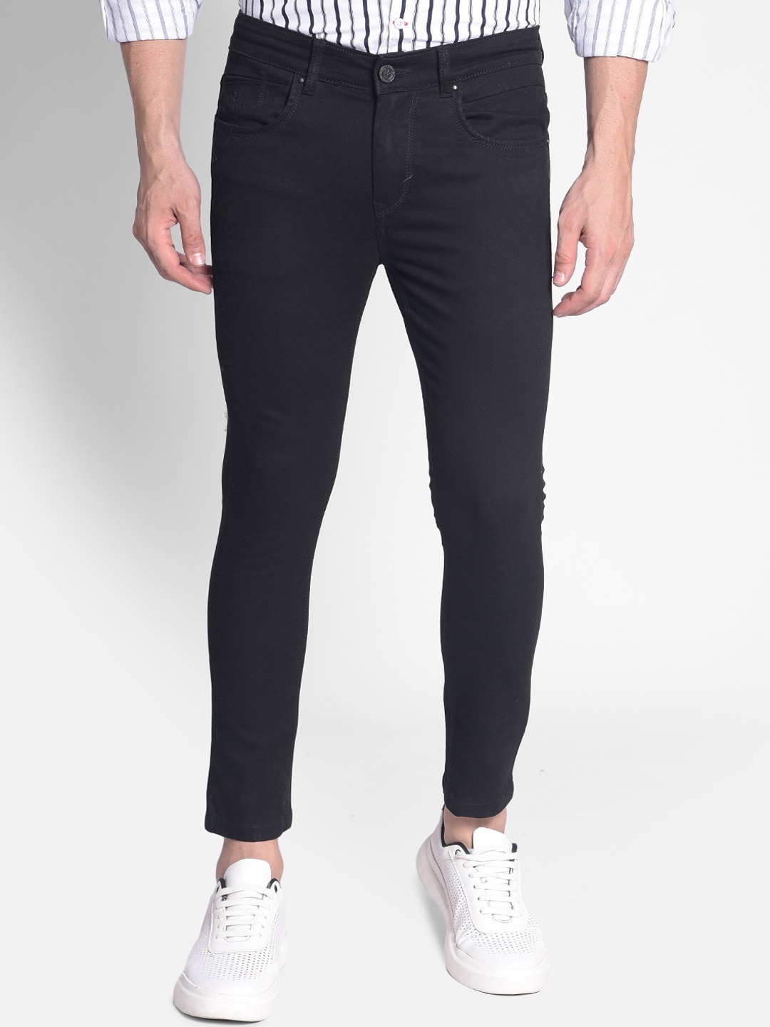 

Crimsoune Club Men Skinny Fit Clean Look Stretchable Jeans, Black