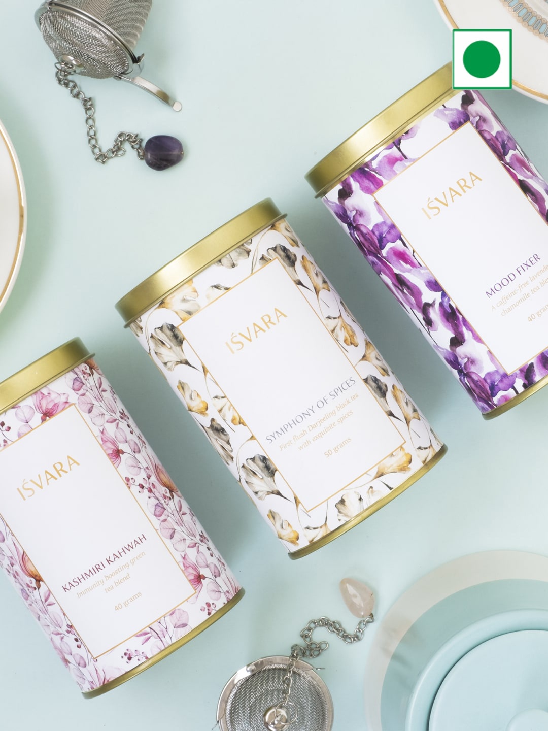 

ISVARA Set of 3 Skincare Green Teas, White