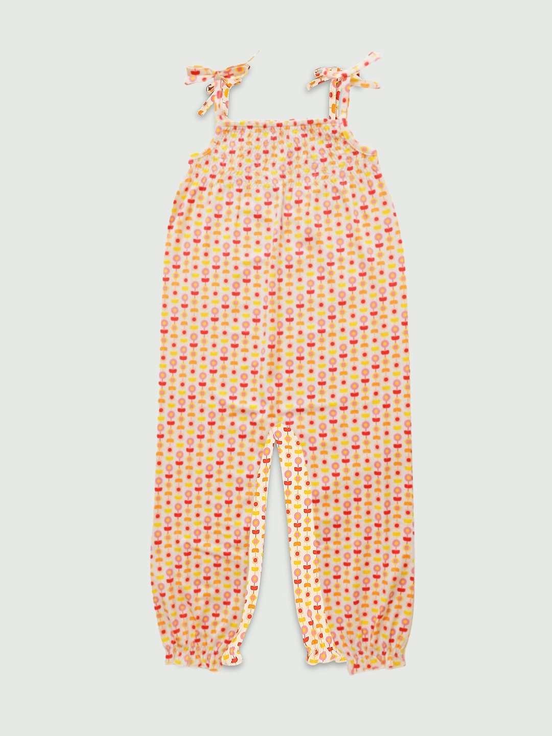 

Ola! Otter Girls Printed Organic Cotton Basic Jumpsuit, Yellow