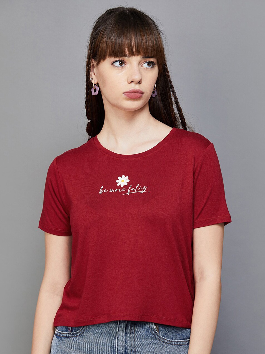 

Ginger by Lifestyle Typography Printed T-shirt, Red