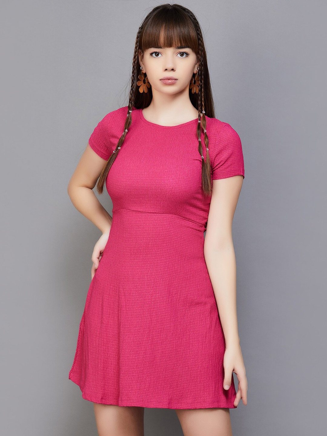 

Ginger by Lifestyle Round Neck Sheath Mini Dress, Pink