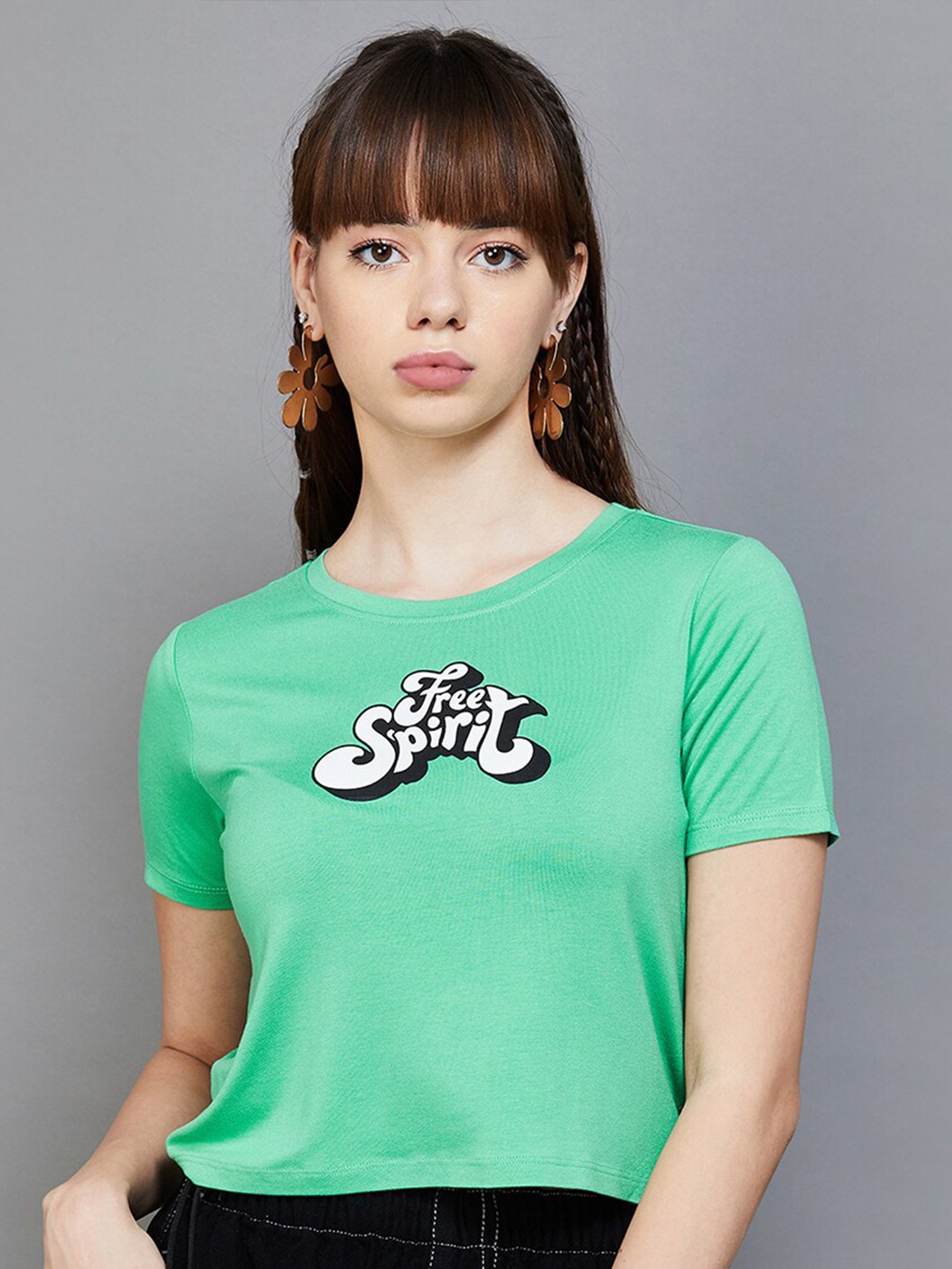 

Ginger by Lifestyle Typography Printed T-shirt, Green