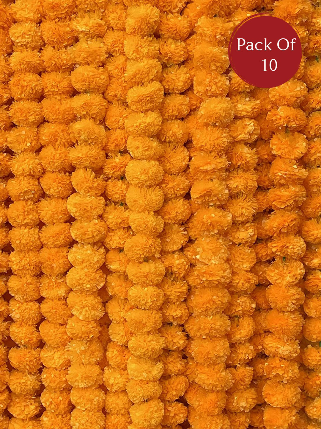 

eCraftIndia 10 Pcs Orange Artificial Marigold Flower Garland