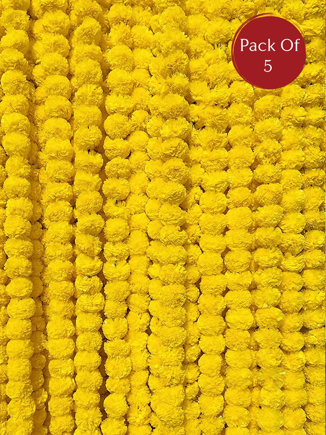 

eCraftIndia Yellow 5 Pieces Marigold Flower Garland
