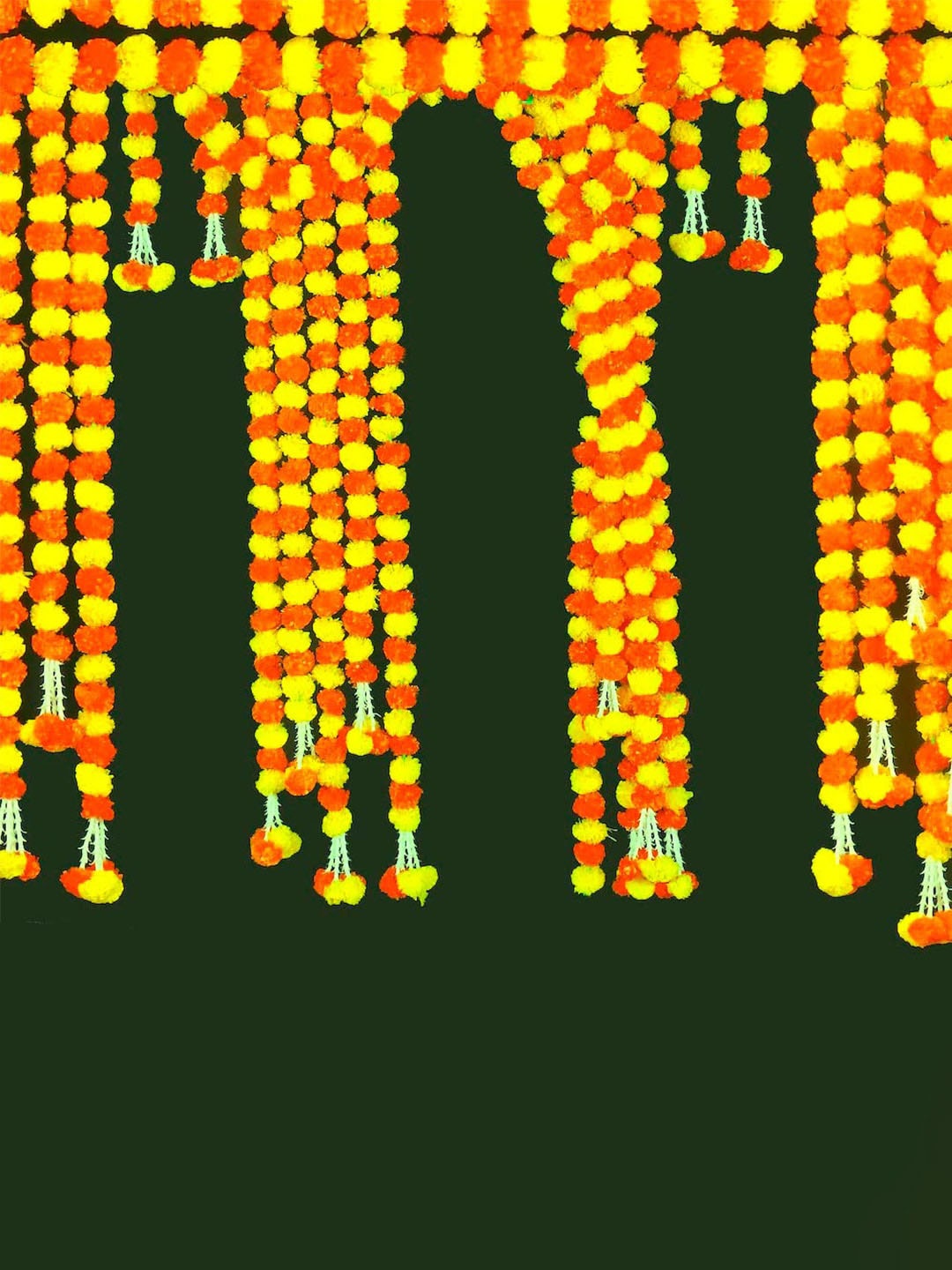 

eCraftIndia 5 Pcs Yellow & Red Artificial Marigold Flower Strings Garland