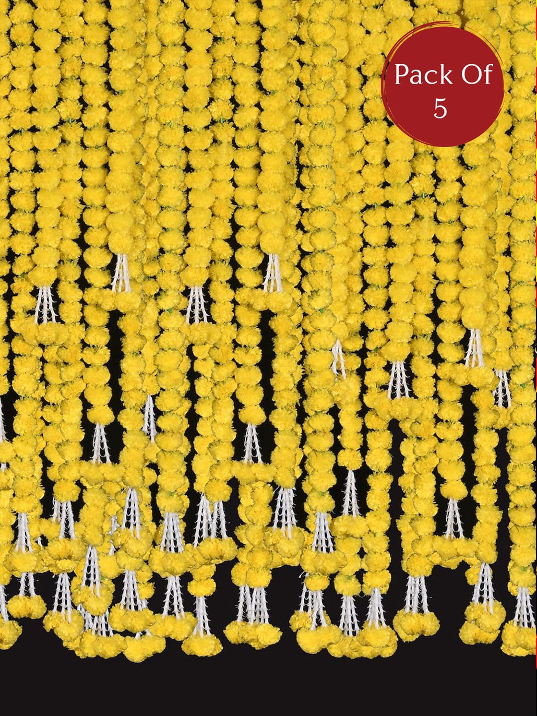 

eCraftIndia 5 Pcs Yellow Marigold Flower Strings Garland