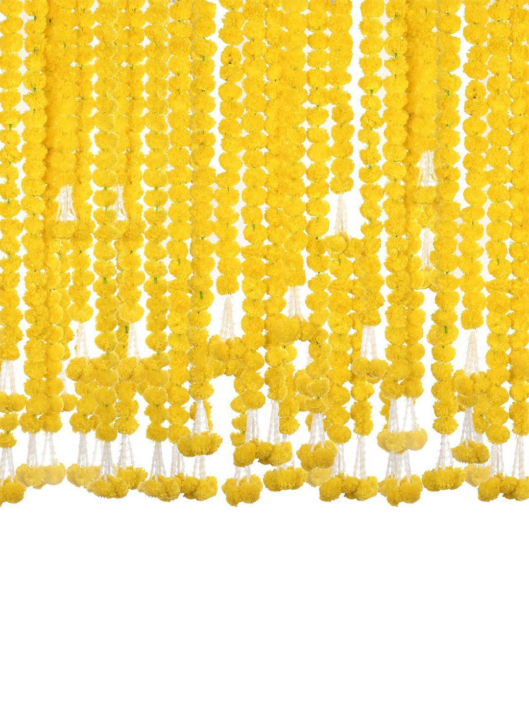 

eCraftIndia Yellow 10 Pieces Marigold Flowers Strings Garlands
