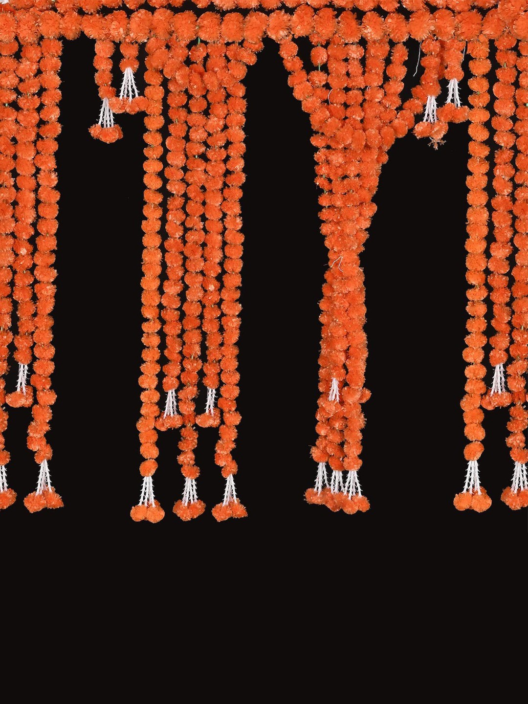 

eCraftIndia Orange 10 Pieces Marigold Flowers String Garlands