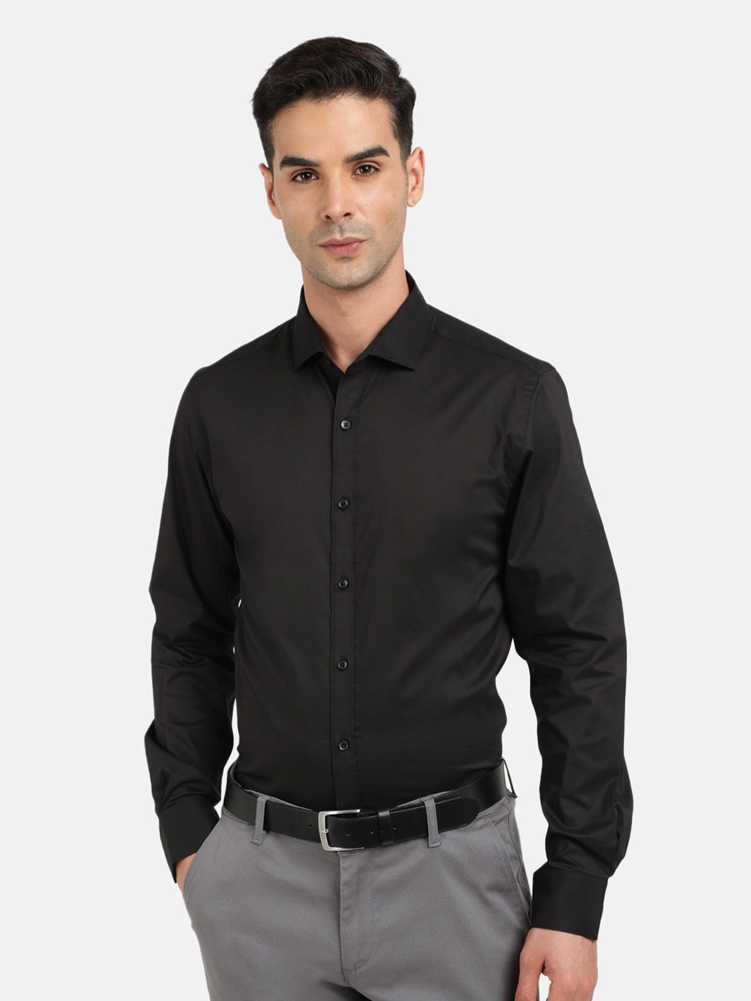 

IVOC Men Slim Fit Stretchable Formal Shirt, Black
