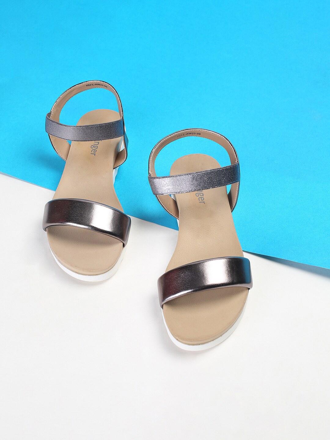 

Ginger by Lifestyle Textured Open Toe Flats, Metallic