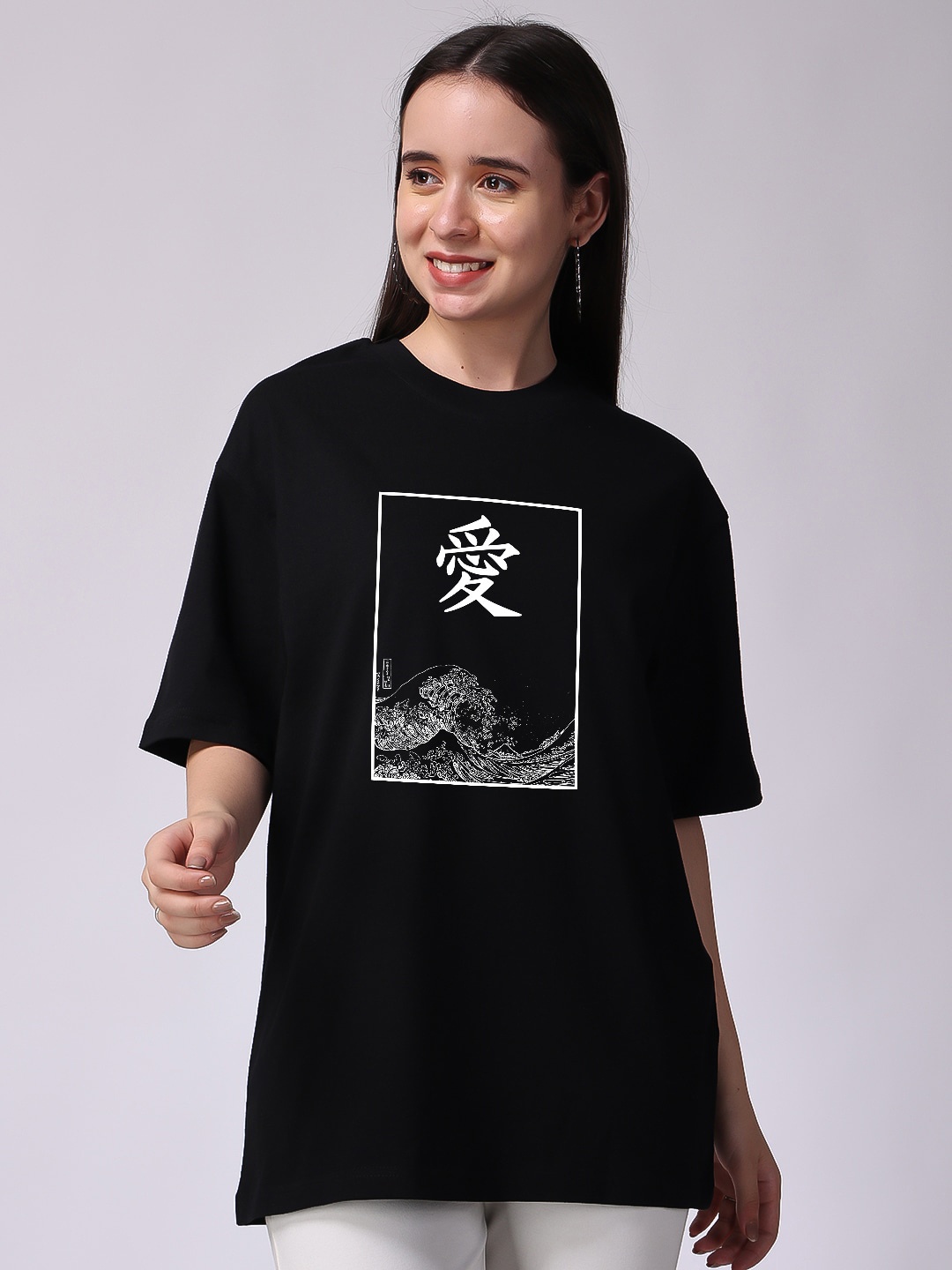 

The Label Bar Graphic Printed Oversized T-shirt, Black