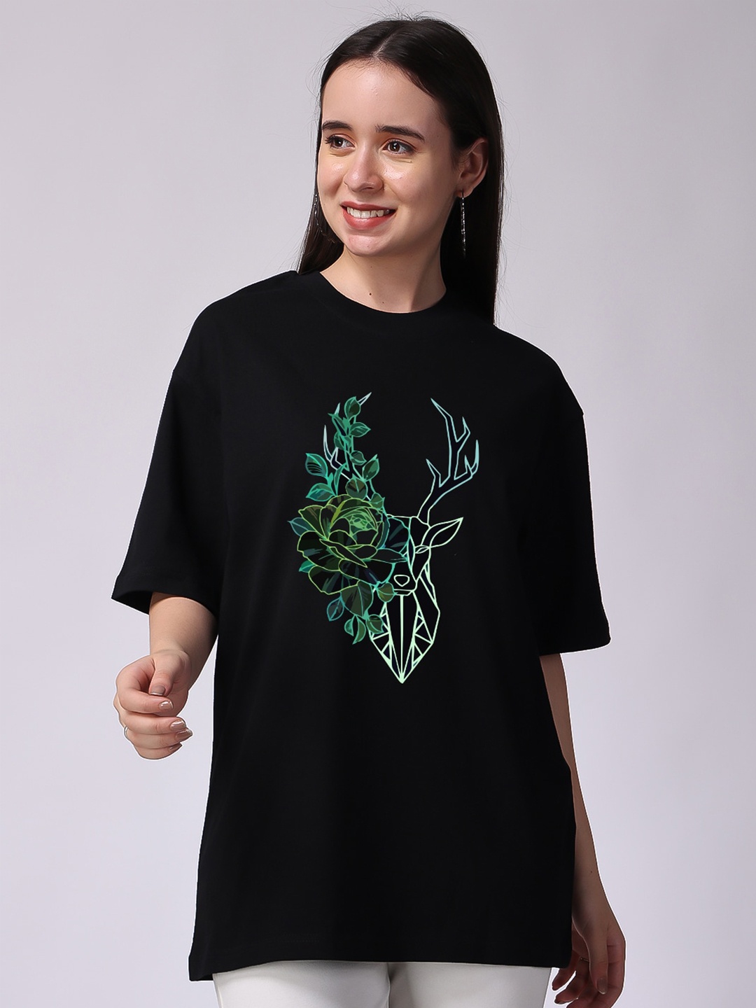 

The Label Bar Graphic Printed Oversized Cotton Longline T-Shirt, Black