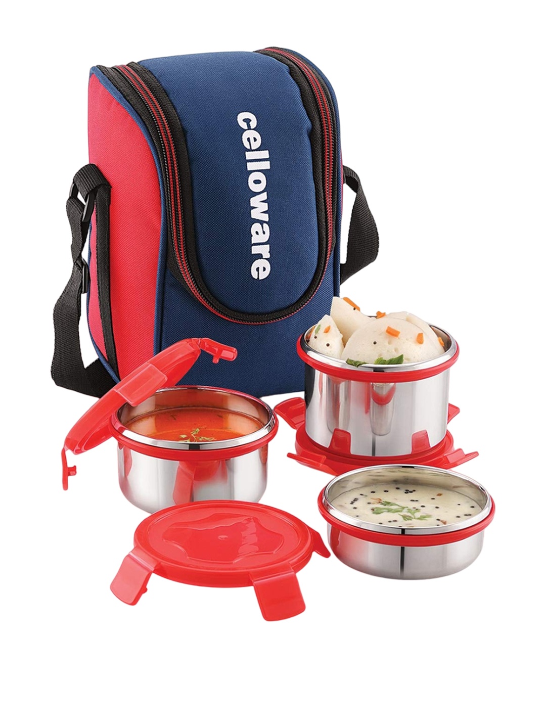 

Cello 4 Pieces Red & Blue Prime Stainless Steel Lunch Box with Jacket