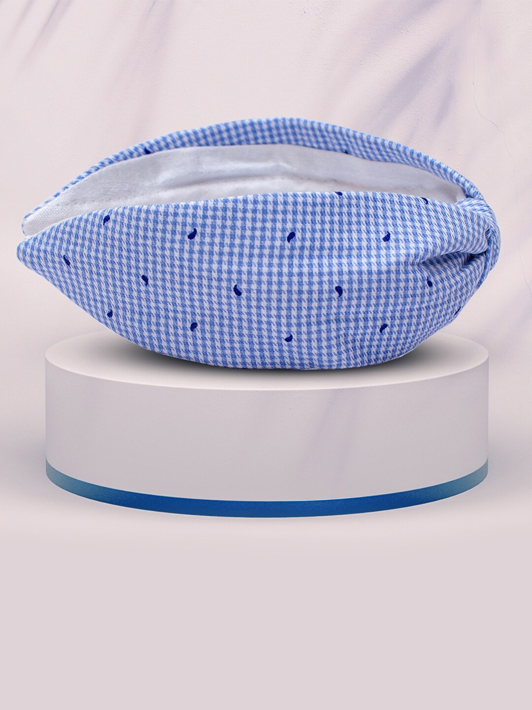 

HAIR DRAMA CO. Checked Knotted Hairband, Blue