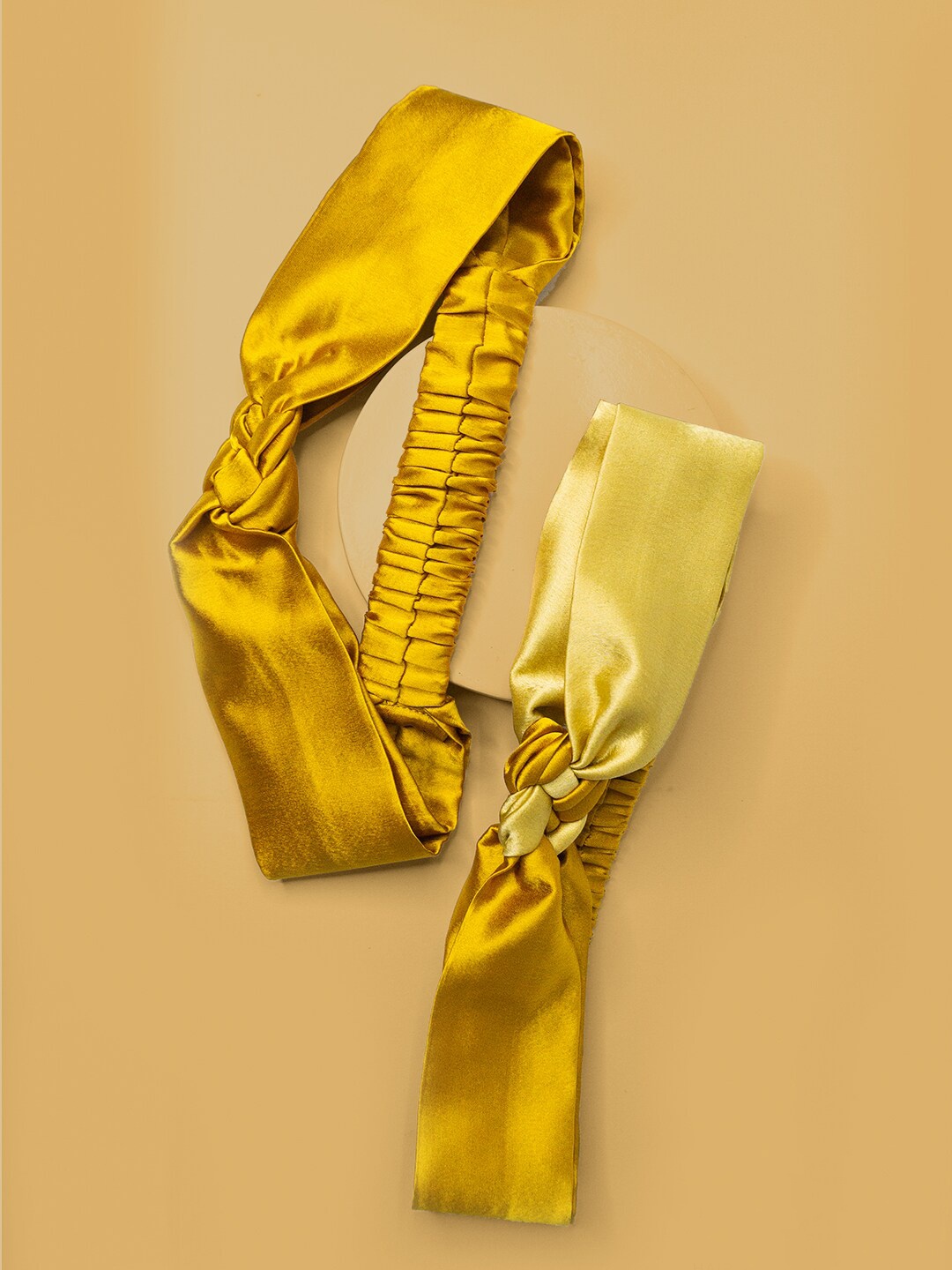 

HAIR DRAMA CO. Women Set of 2 Hairband, Mustard