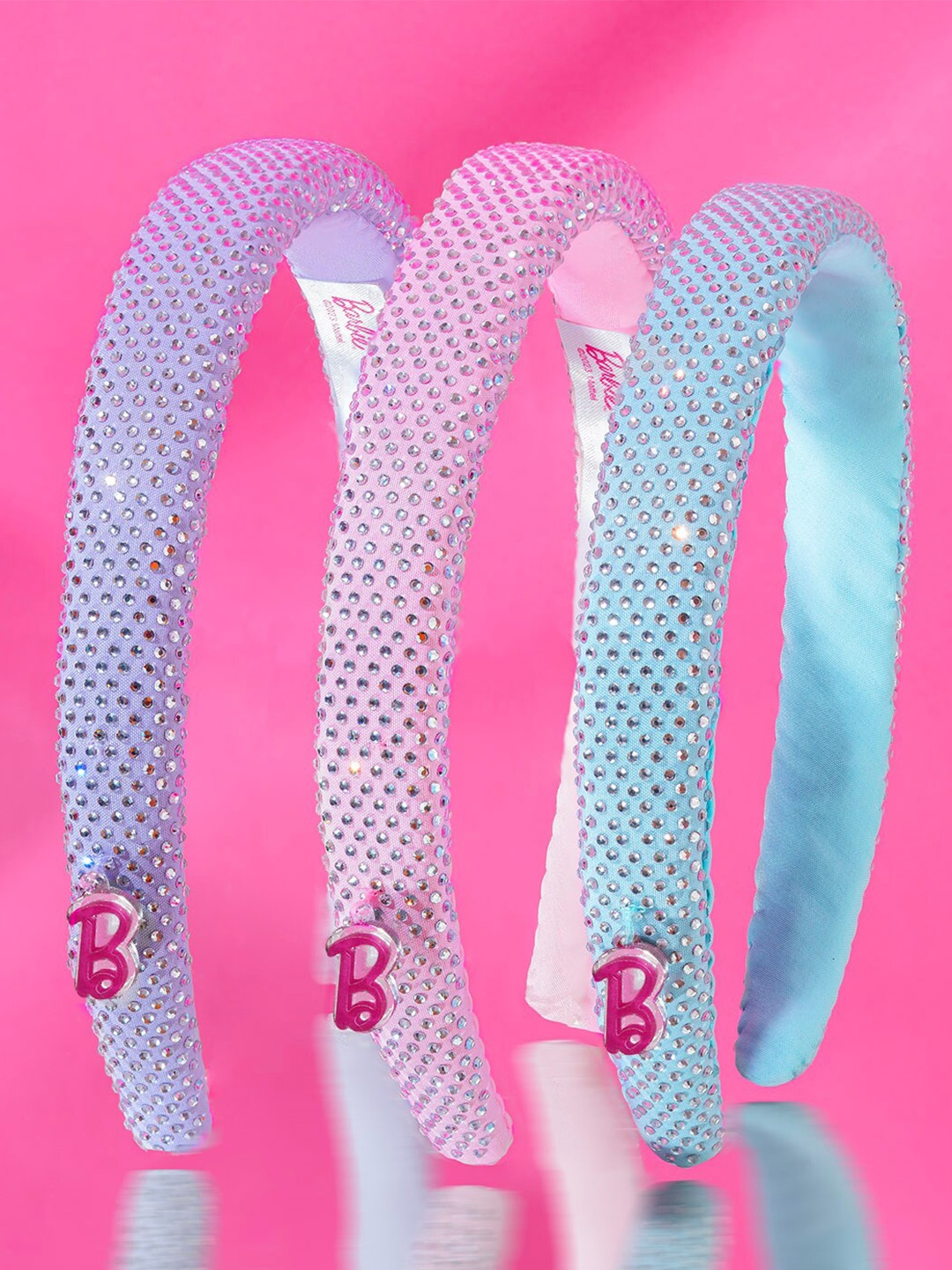 

HAIR DRAMA CO. Women Blue & Pink Set of 3 Hairband