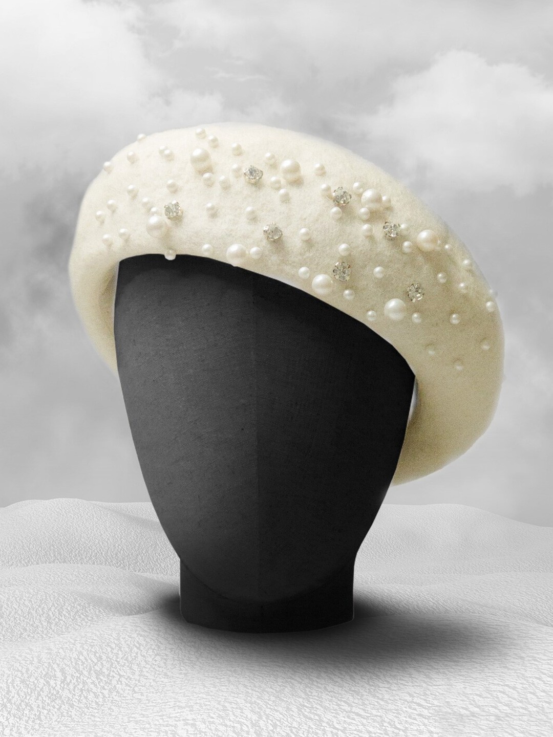 

HAIR DRAMA COMPANY Embellished Beret, White