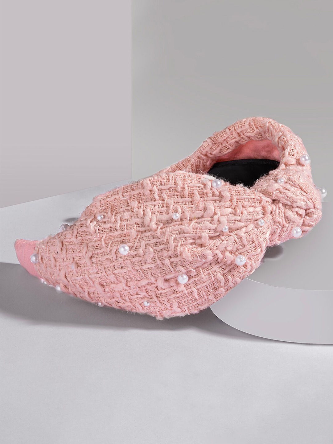 

HAIR DRAMA CO. Beaded Fabric and Metal Hairband, Pink