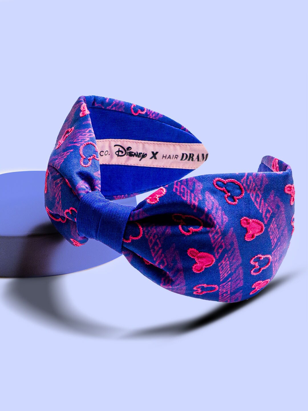 

HAIR DRAMA CO. Mickey Mouse Embroidered Knotted Hairband, Navy blue